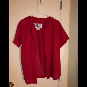 Red Button Down Baseball Jersey